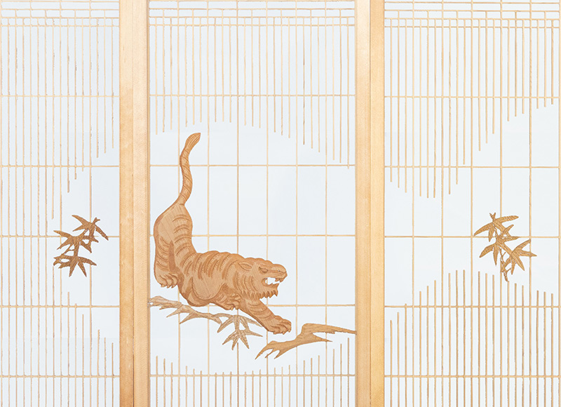 【書院障子】竹に虎