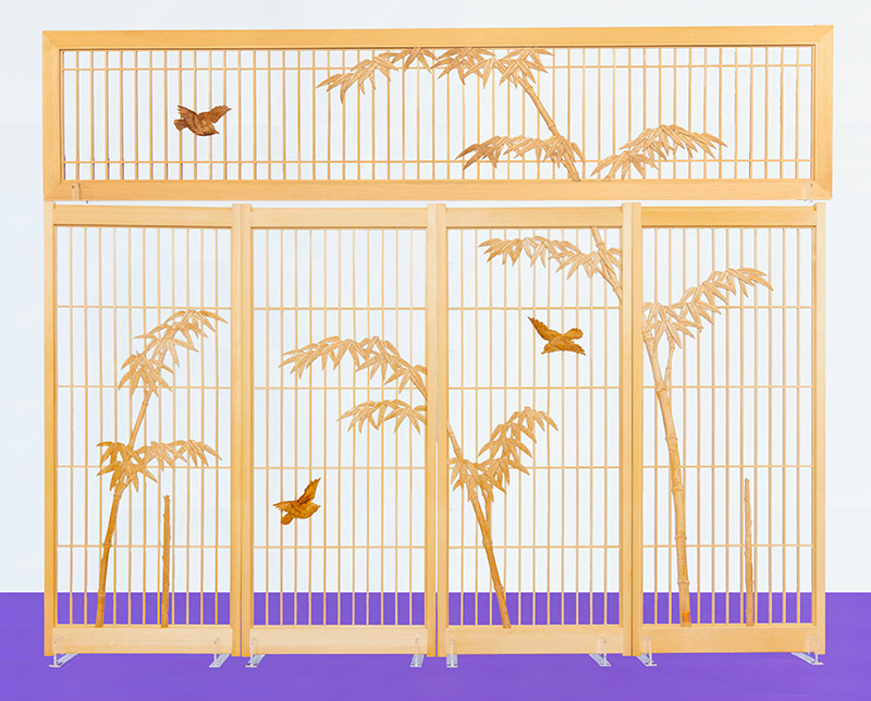 書院障子】 格子 竹に雀 （単品） 一点物 新品 - 山清片山オンライン  