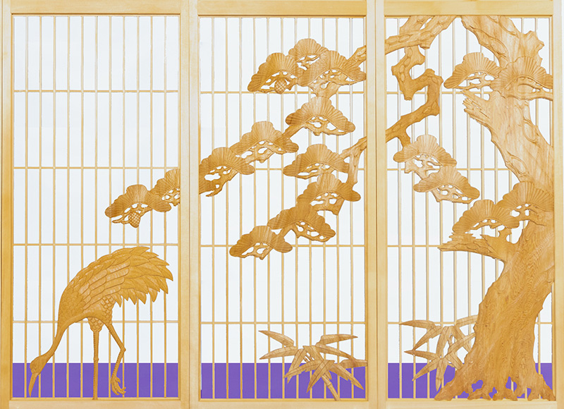 【書院障子】松に鶴2 株式会社山清片山